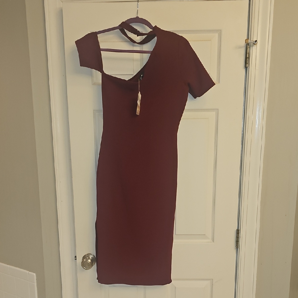 Love J One Shoulder Burgundy Dress